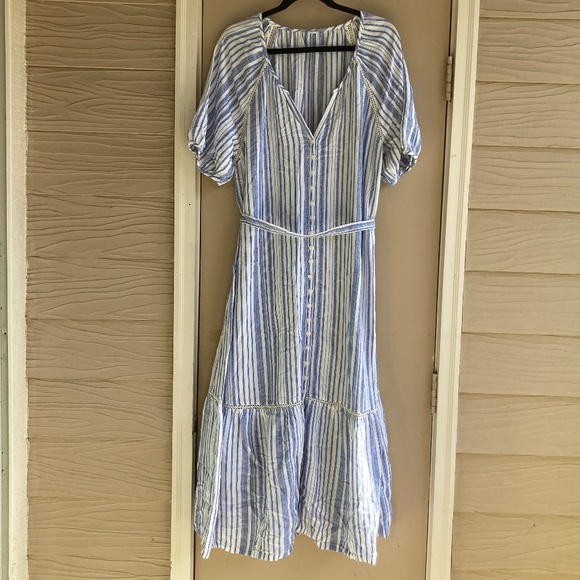 Old Navy Dresses & Skirts - Old Navy Blue Striped Button Down Front Tiered Maxi Dress